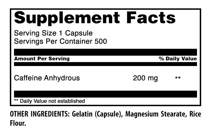 Amazing Nutrition Caffeine 200 Mg Capsules side view