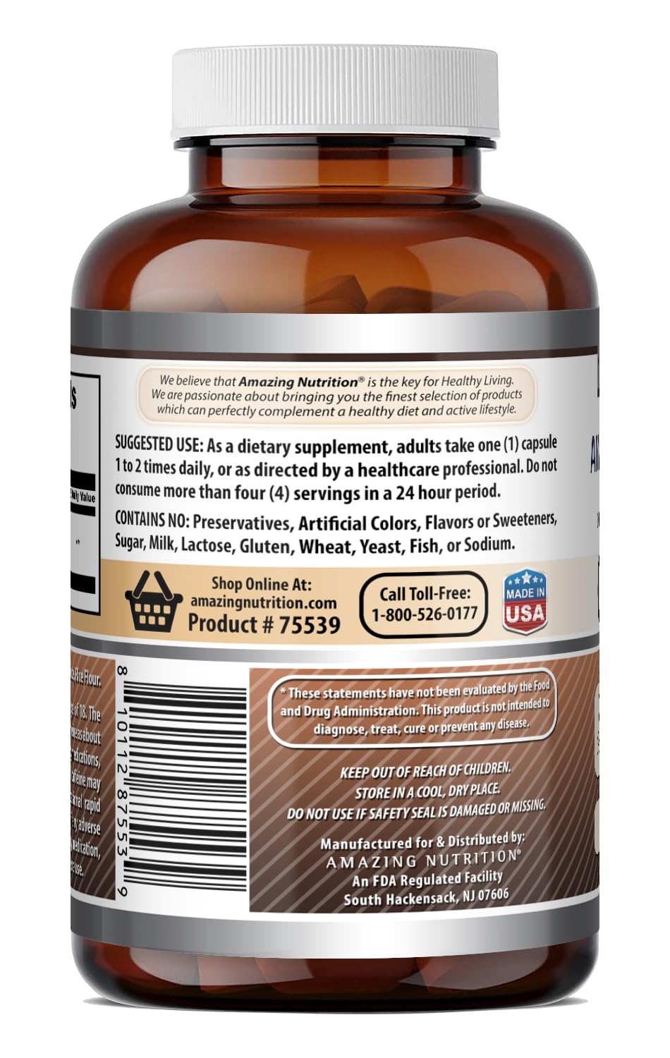 Amazing Nutrition Caffeine Capsules on a wooden table