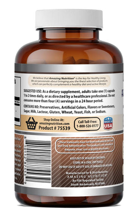 Amazing Nutrition Caffeine Capsules on a wooden table
