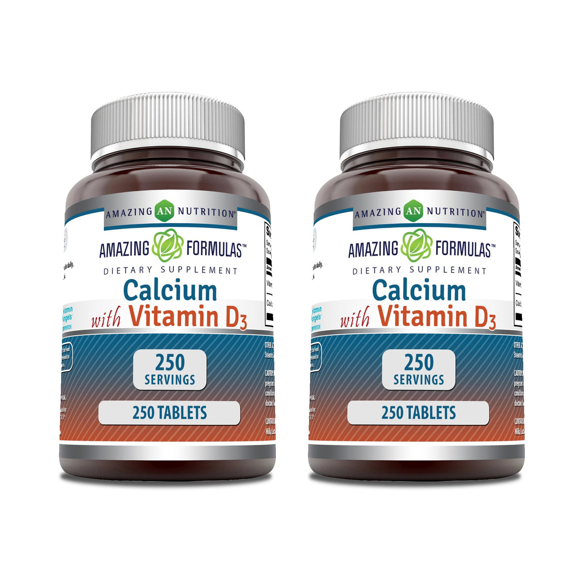 Amazing Nutrition Calcium 600 mg avec Vitamine D3 250 comprimés, vue de face