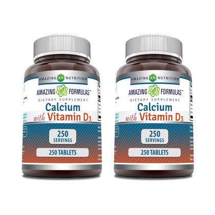 Amazing Nutrition Calcium 600 mg avec Vitamine D3 250 comprimés, vue de face