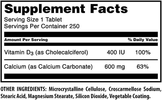 Amazing Nutrition Calcium 600 mg comprimés avec Vitamine D3, emballage