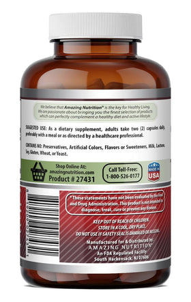 Amazing Nutrition Cerise Acide 700 mg bouteille ouverte avec capsules