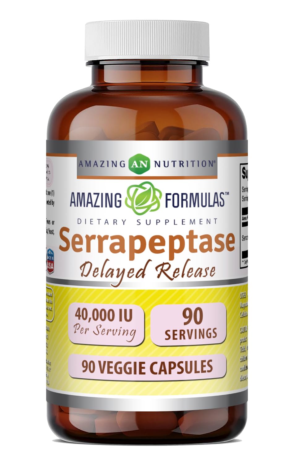 Amazing Nutrition Complément Alimentaire Serrapeptase 40000 IU - vue avant