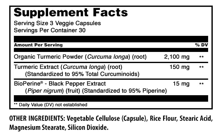Amazing Nutrition Curcuma Curcumin 2250 Mg capsules végétales arrière