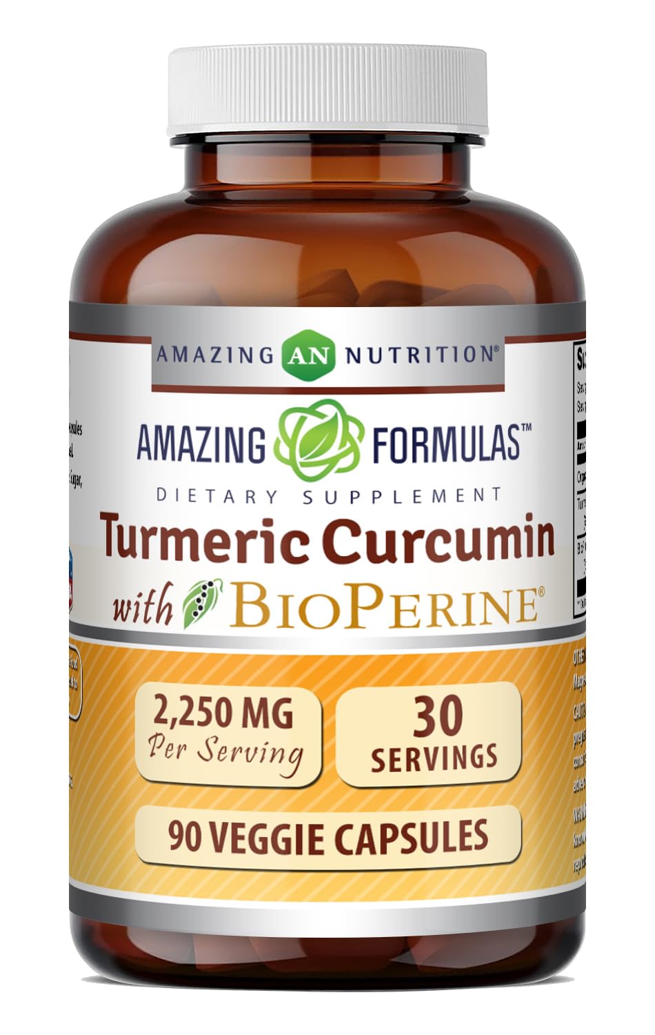Amazing Nutrition Curcuma Curcumin 2250 Mg capsules végétales face