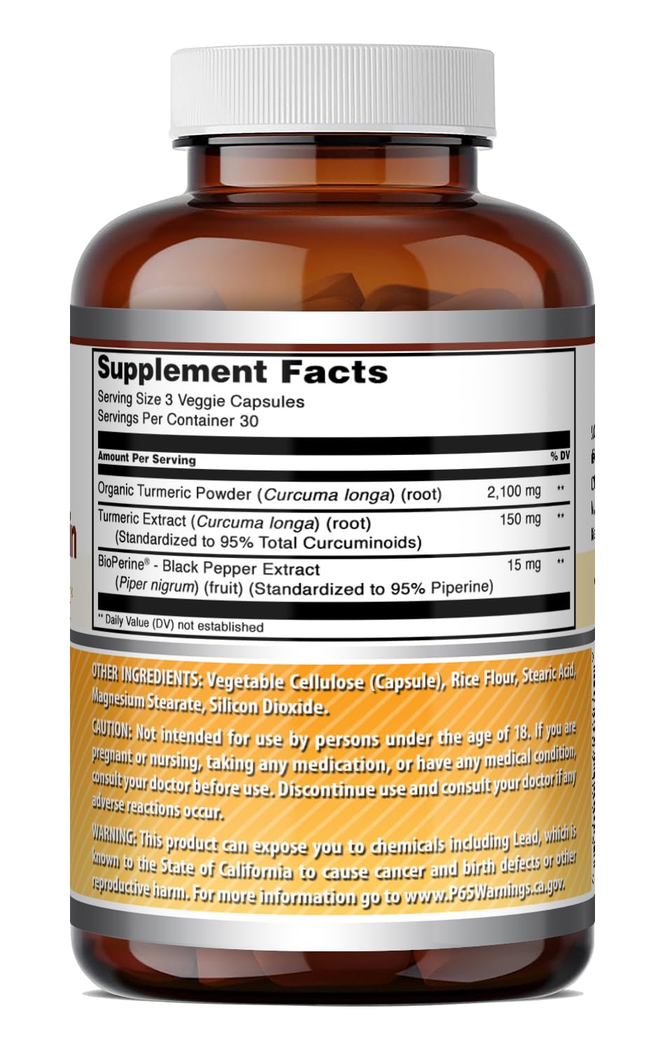 Amazing Nutrition Curcuma Curcumin 2250 Mg capsules végétales ouvertes