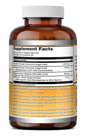 Amazing Nutrition Curcuma Curcumin & Ginger sur une table en bois