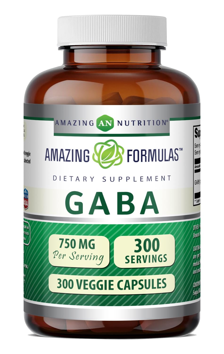 Amazing Nutrition GABA 750 mg complément alimentaire végétal, vue de face