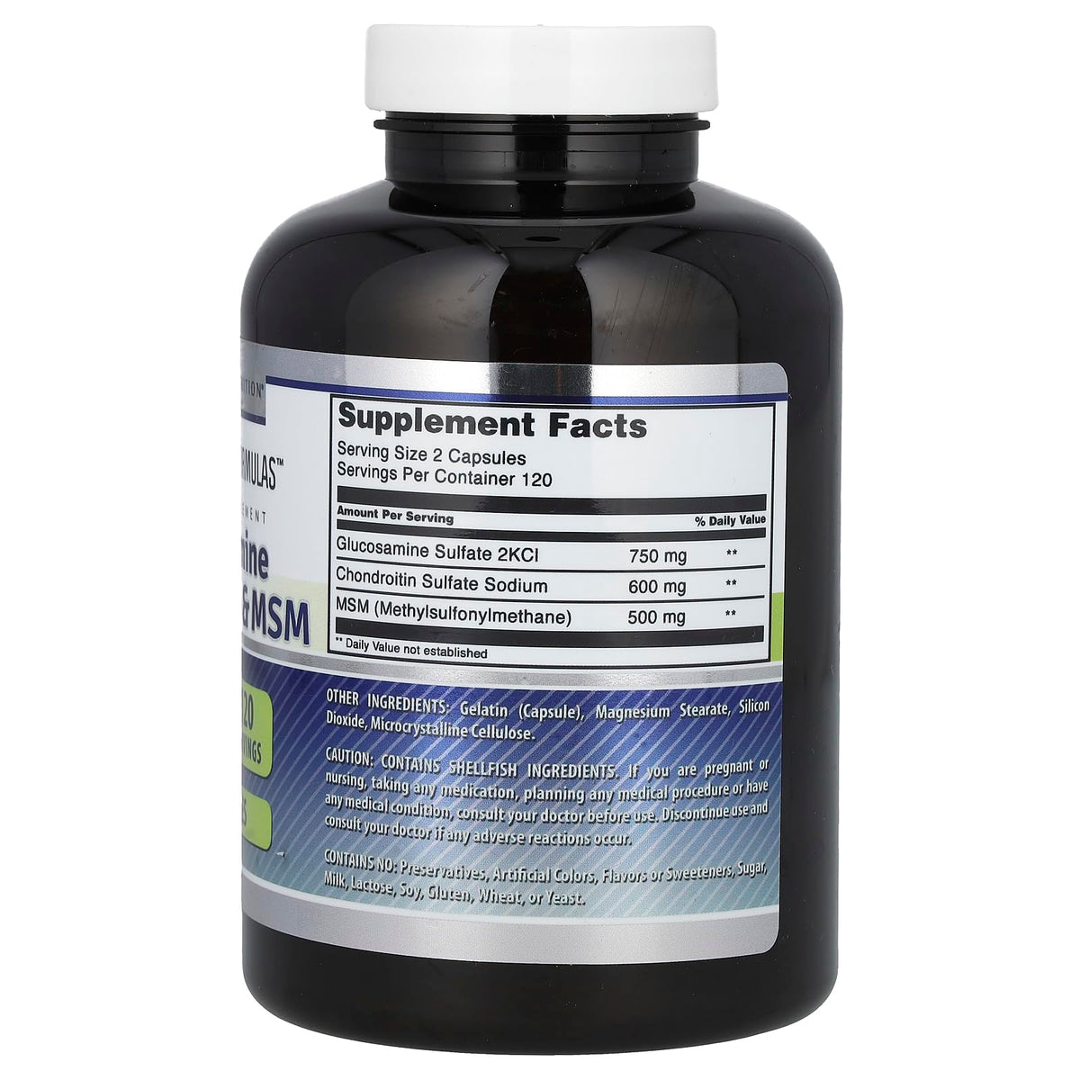 Amazing Nutrition Glucosamine Chondroïtine 1850 Mg 240 capsules vue latérale