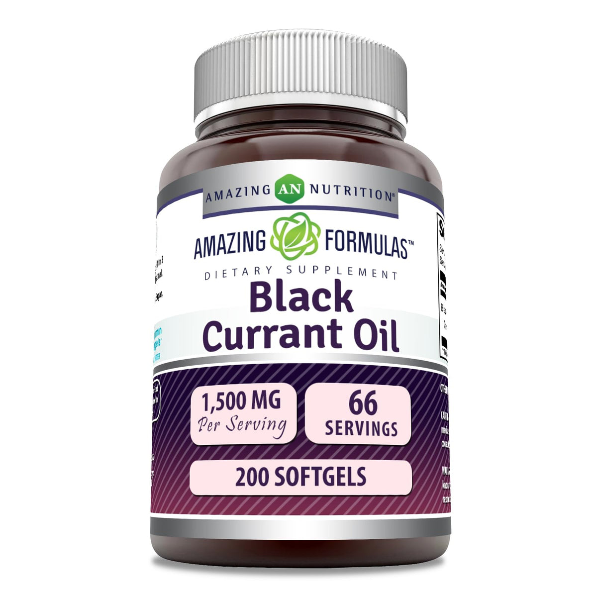 Amazing Nutrition Huile de Cassis 1500 mg 200 Gélules, vue avant