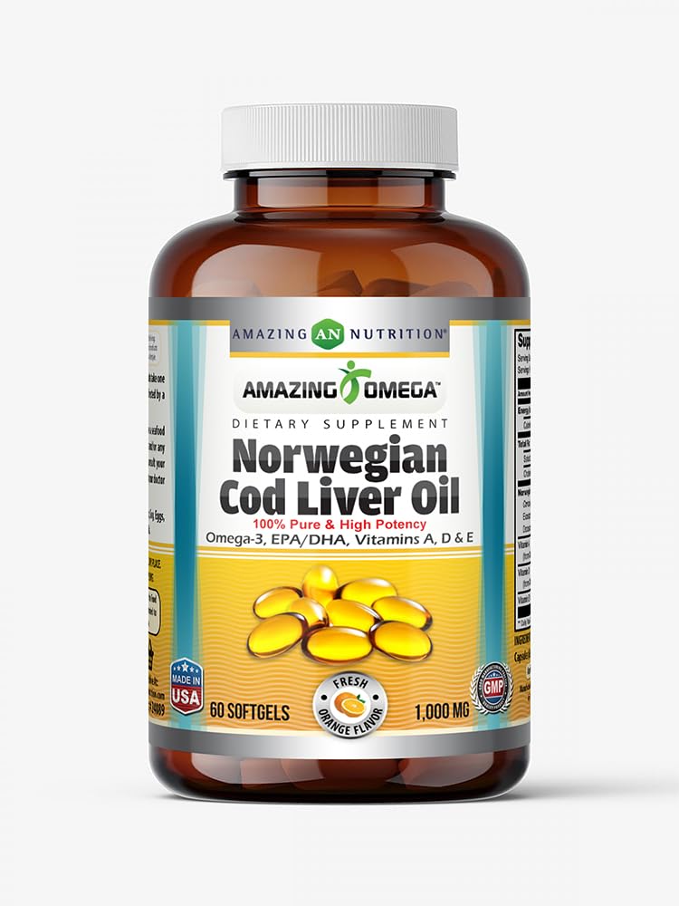 Amazing Nutrition Huile de Foie de Morue Norvégienne 1000 Mg Capsules vue avant