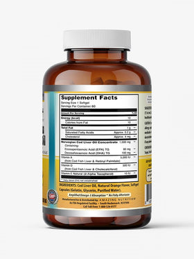 Amazing Nutrition Huile de Foie de Morue Norvégienne 1000 Mg Capsules vue arrière