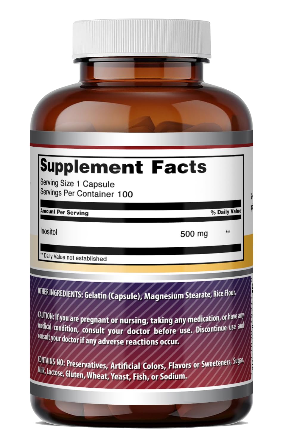 Amazing Nutrition Inositol 500 mg avec une capsule ouverte