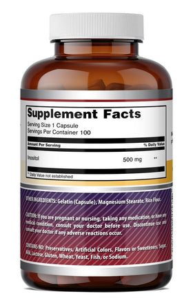Amazing Nutrition Inositol 500 mg avec une capsule ouverte