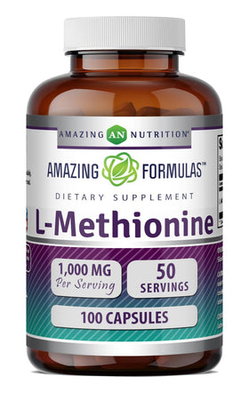 Amazing Nutrition L-Méthionine 1000 Mg 100 capsules front view