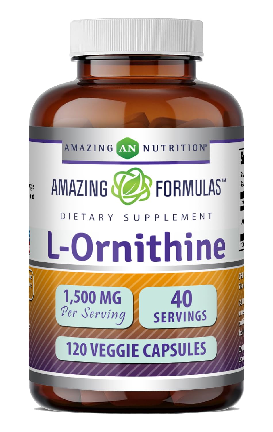 Amazing Nutrition L-Ornithine 1500 mg 120 capsules vue avant