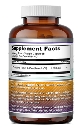 Amazing Nutrition L-Ornithine capsules sur une table
