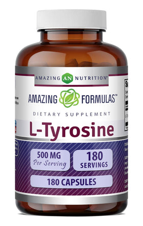 Amazing Nutrition L-Tyrosine 500 Mg 180 capsules vue de face