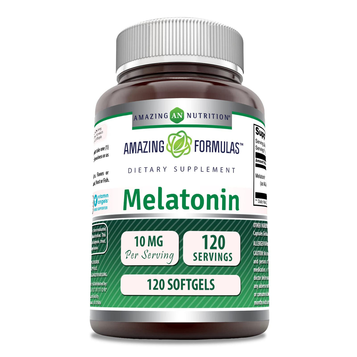 Amazing Nutrition Mélatonine 10 mg gélules 120 unités vue de face