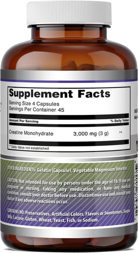 Amazing Nutrition Monohydrate Créatine 3000 mg label details