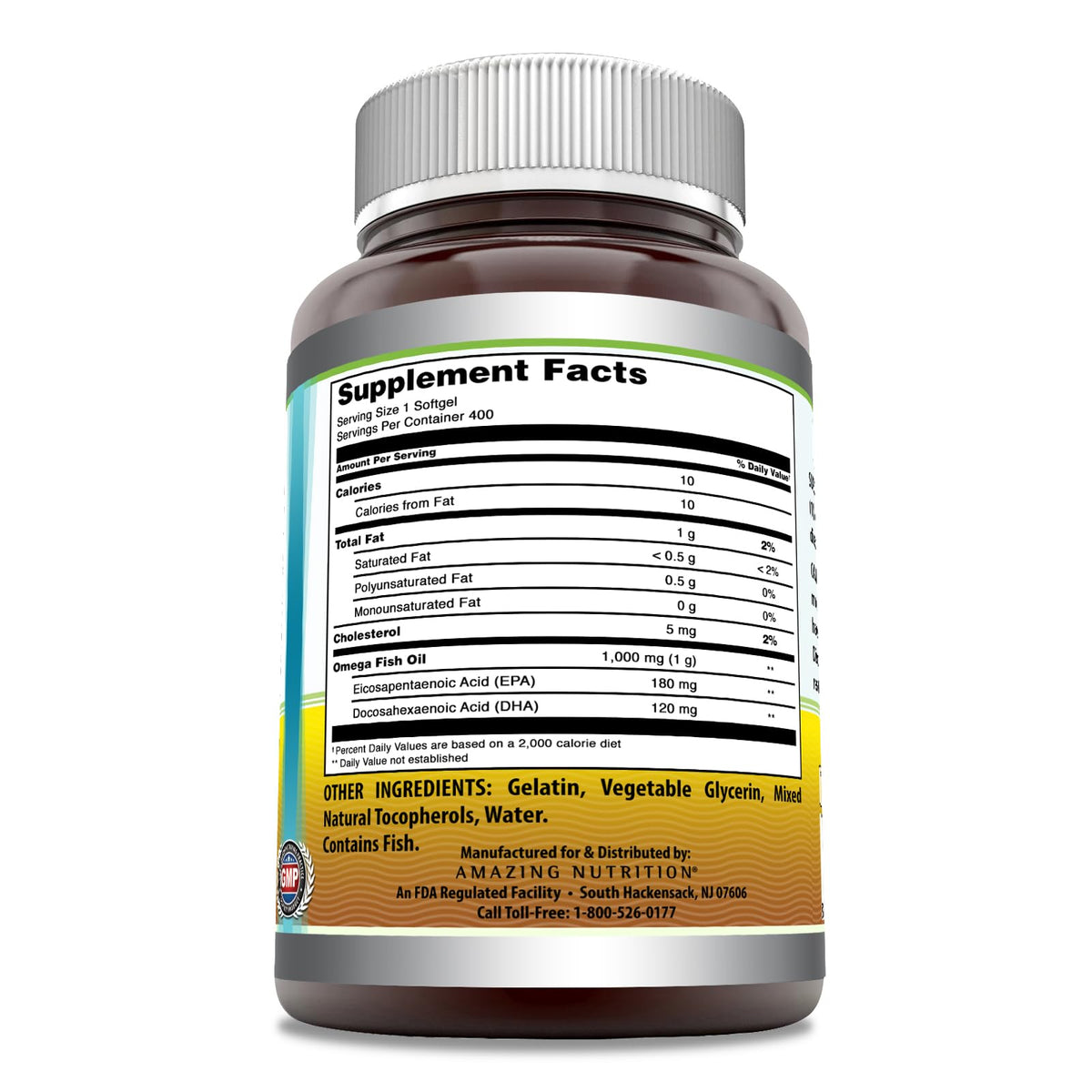 Amazing Nutrition Omega-3 Huile de Poisson 1000 Mg 400 gélules vue arrière