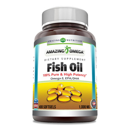 Amazing Nutrition Omega-3 Huile de Poisson 1000 Mg 400 gélules vue avant