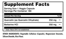 Amazing Nutrition Quercétine et Berbérine 250mg capsule végétale sur fond blanc