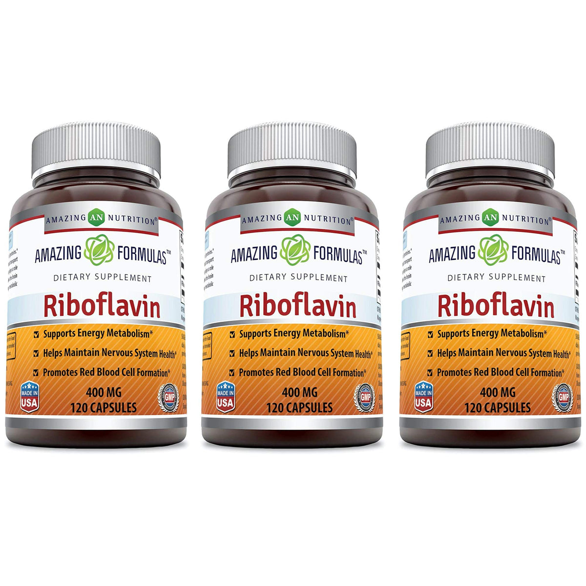 Amazing Nutrition Riboflavine 400 mg capsules front view