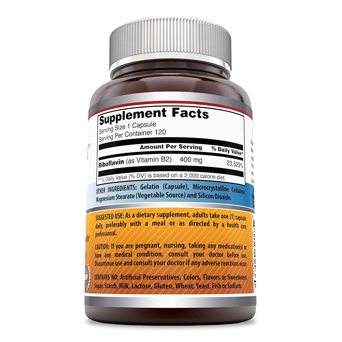 Amazing Nutrition Riboflavine 400 mg packaging with 120 capsules