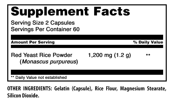 Amazing Nutrition Riz de Levure Rouge 1200mg gélules arrière