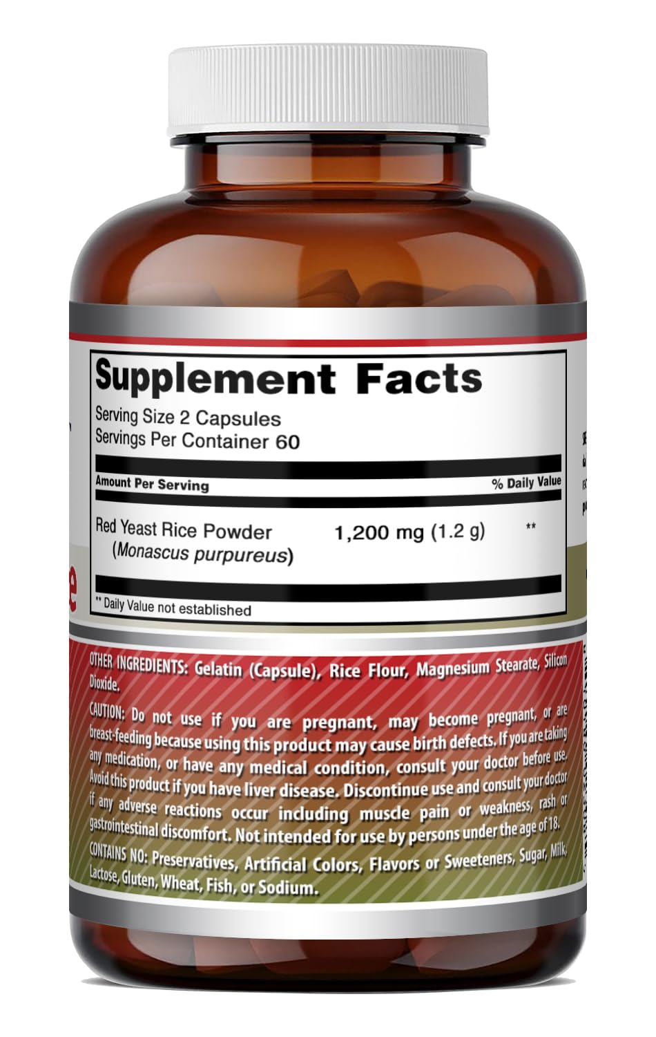 Amazing Nutrition Riz de Levure Rouge 1200mg gélules avec boîte ouverte