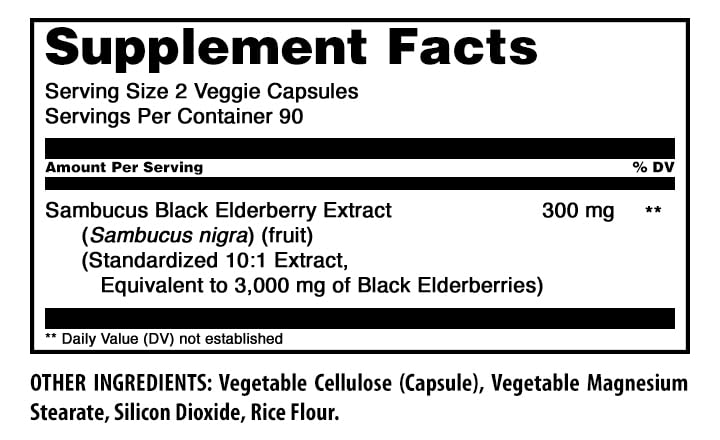 Amazing Nutrition Sambucus Baies de Sureau 300 mg capsules végétales