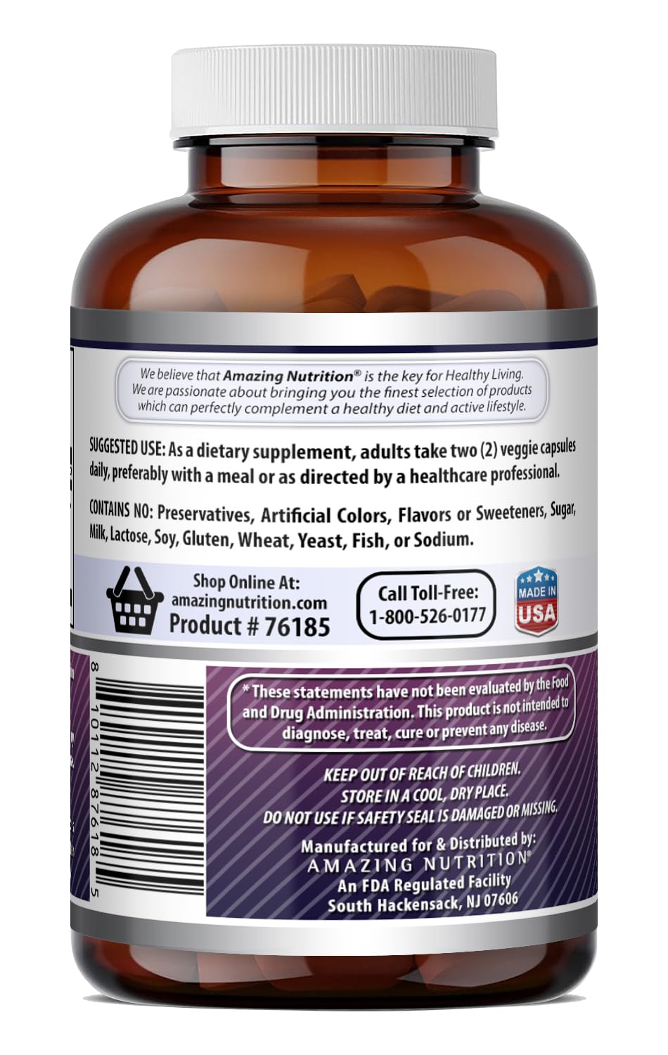 Amazing Nutrition Sambucus Baies de Sureau 300 mg flacon avec étiquette