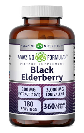 Amazing Nutrition Sambucus Baies Noires 360 gélules végétales, vue de face