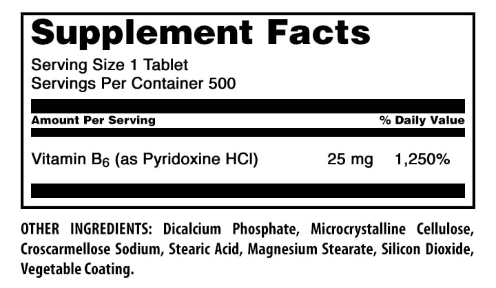 Amazing Nutrition Vitamine B6 25 mg comprimés sur une surface blanche