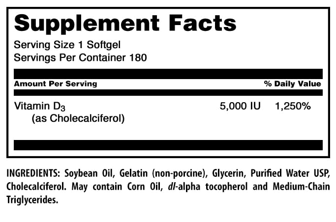 Amazing Nutrition Vitamine D3 5000 IU Softgel vue de côté