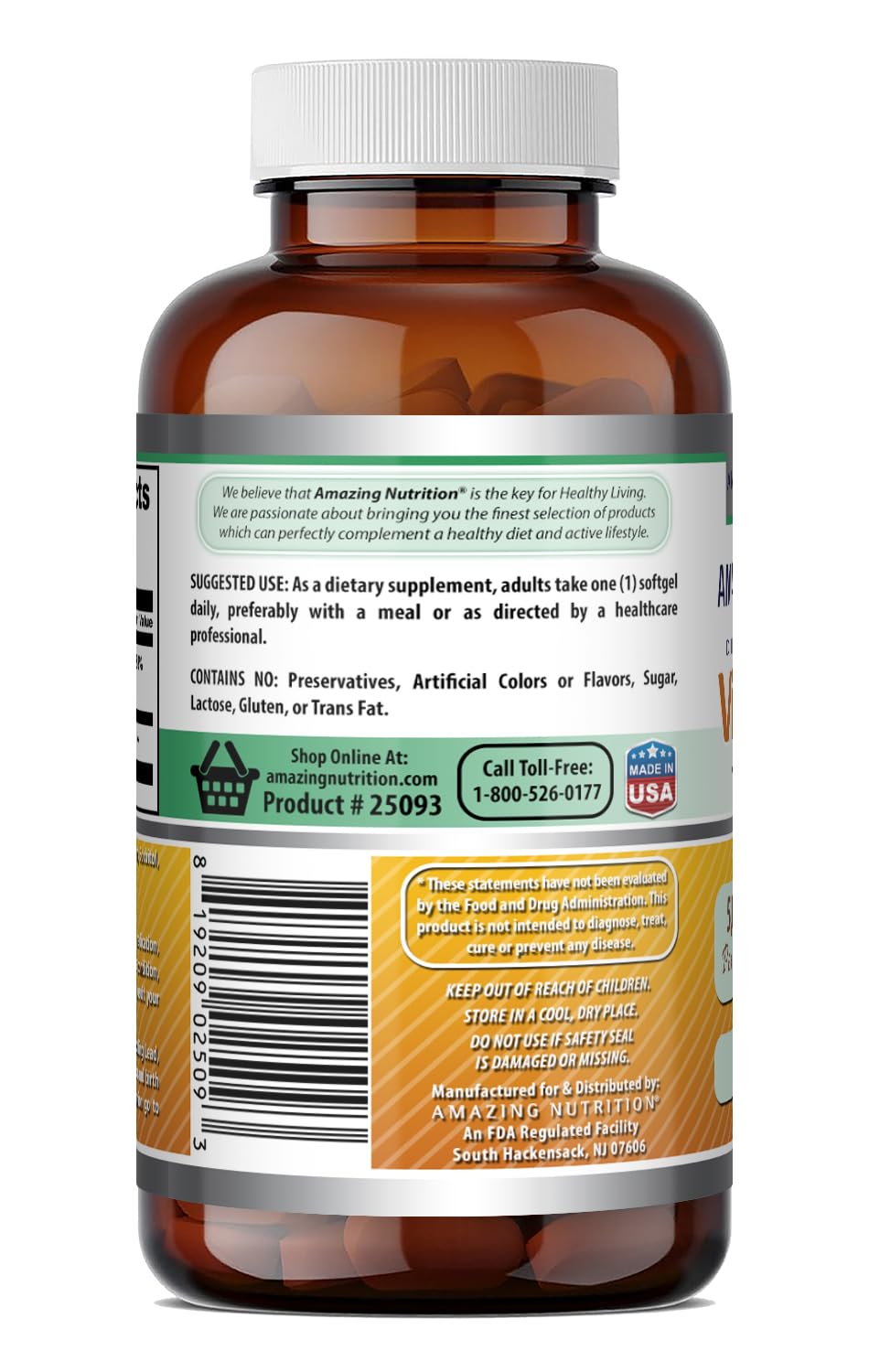 Amazing Nutrition Vitamine D3 5000 UI gélule avec huile de coco