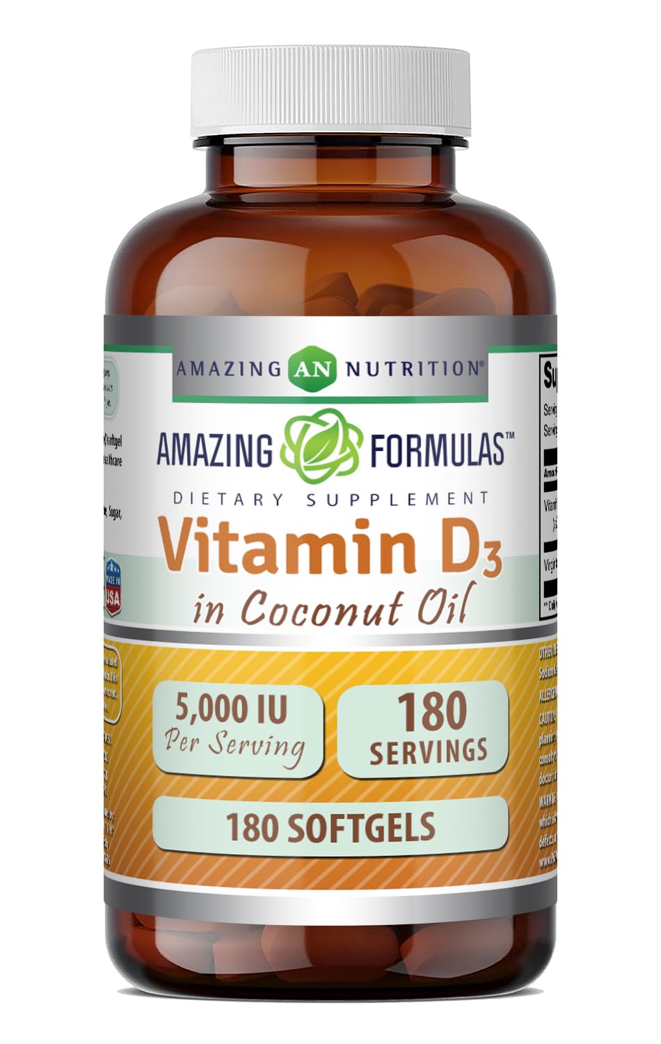 Amazing Nutrition Vitamine D3 5000 UI gélules front view