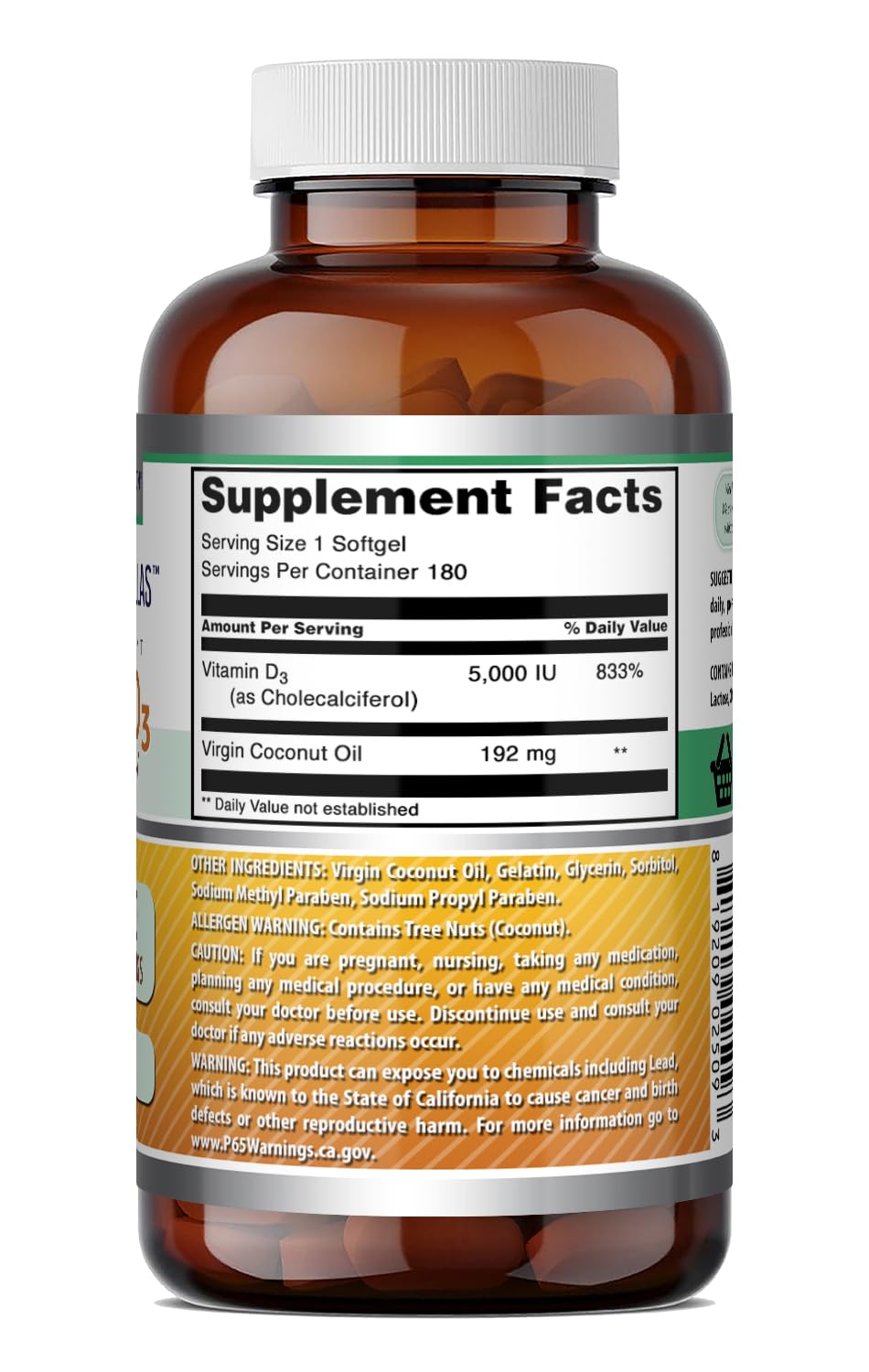 Amazing Nutrition Vitamine D3 5000 UI gélules packaging