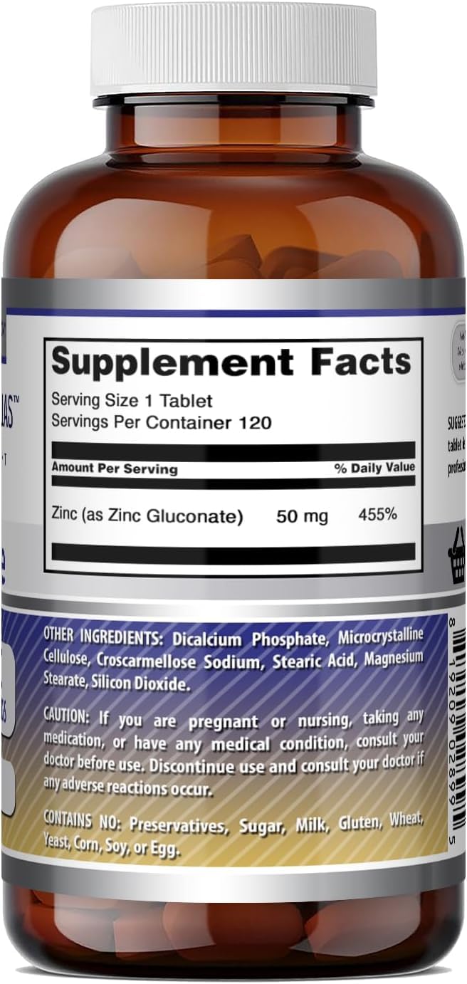 Amazing Nutrition Zinc Gluconate 50 mg boite ouverte montrant les comprimés