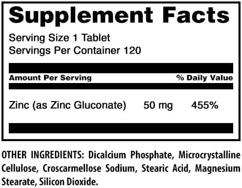 Amazing Nutrition Zinc Gluconate 50 mg comprimés en gros plan