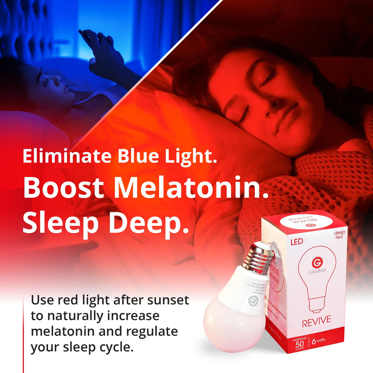Ambiance calme créée par l'ampoule rouge Gamma dans une chambre