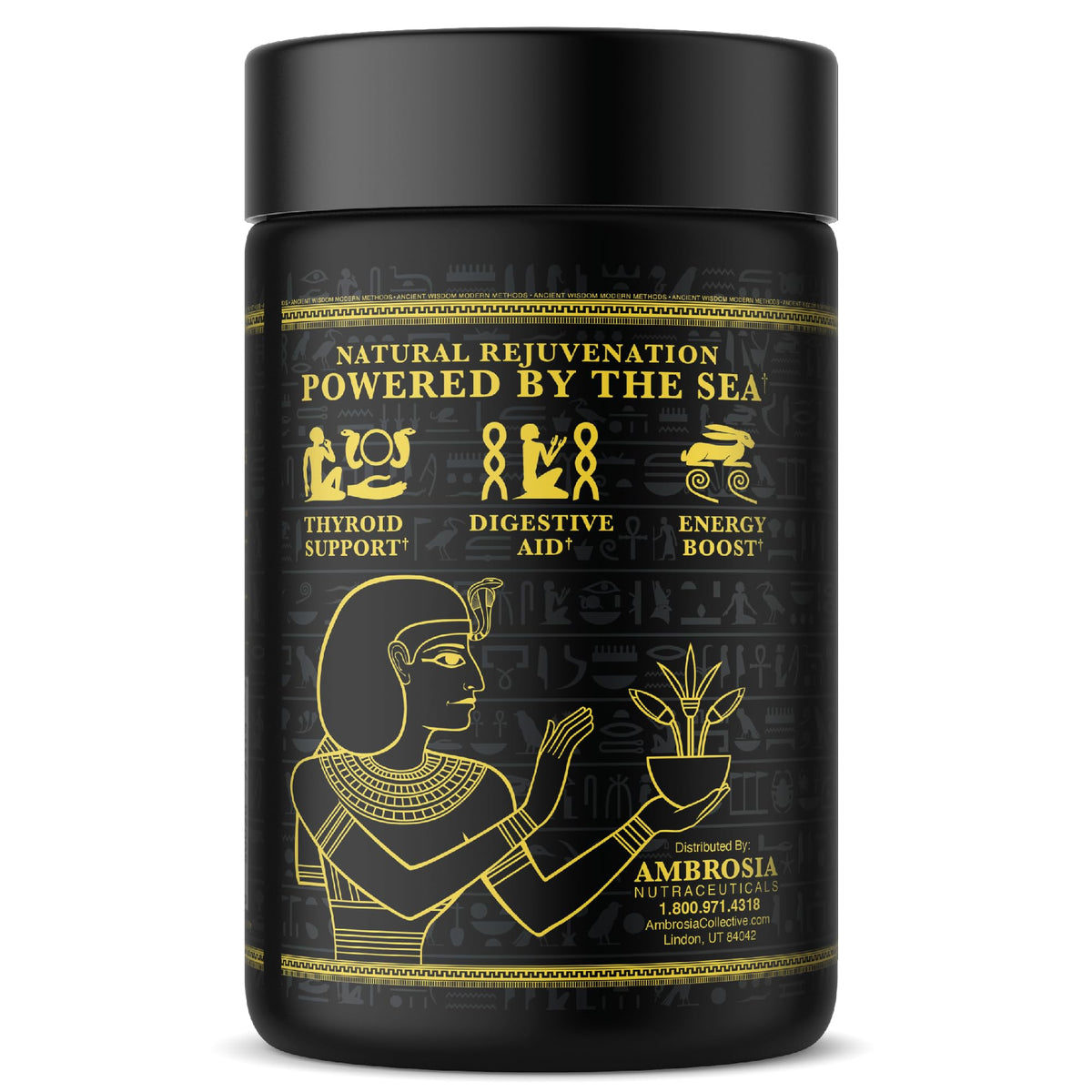 Ambrosia Mousse de Mer Irlandais Bio, flacon ouvert avec capsules