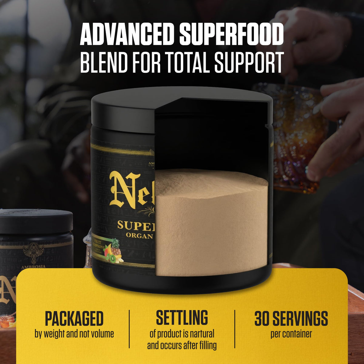 Ambrosia Nektar Poudre Superaliment 222g avec ingrédients clés