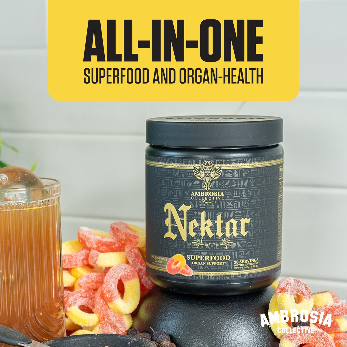 Ambrosia Nektar Poudre Superaliment 231g mélange dans un shaker