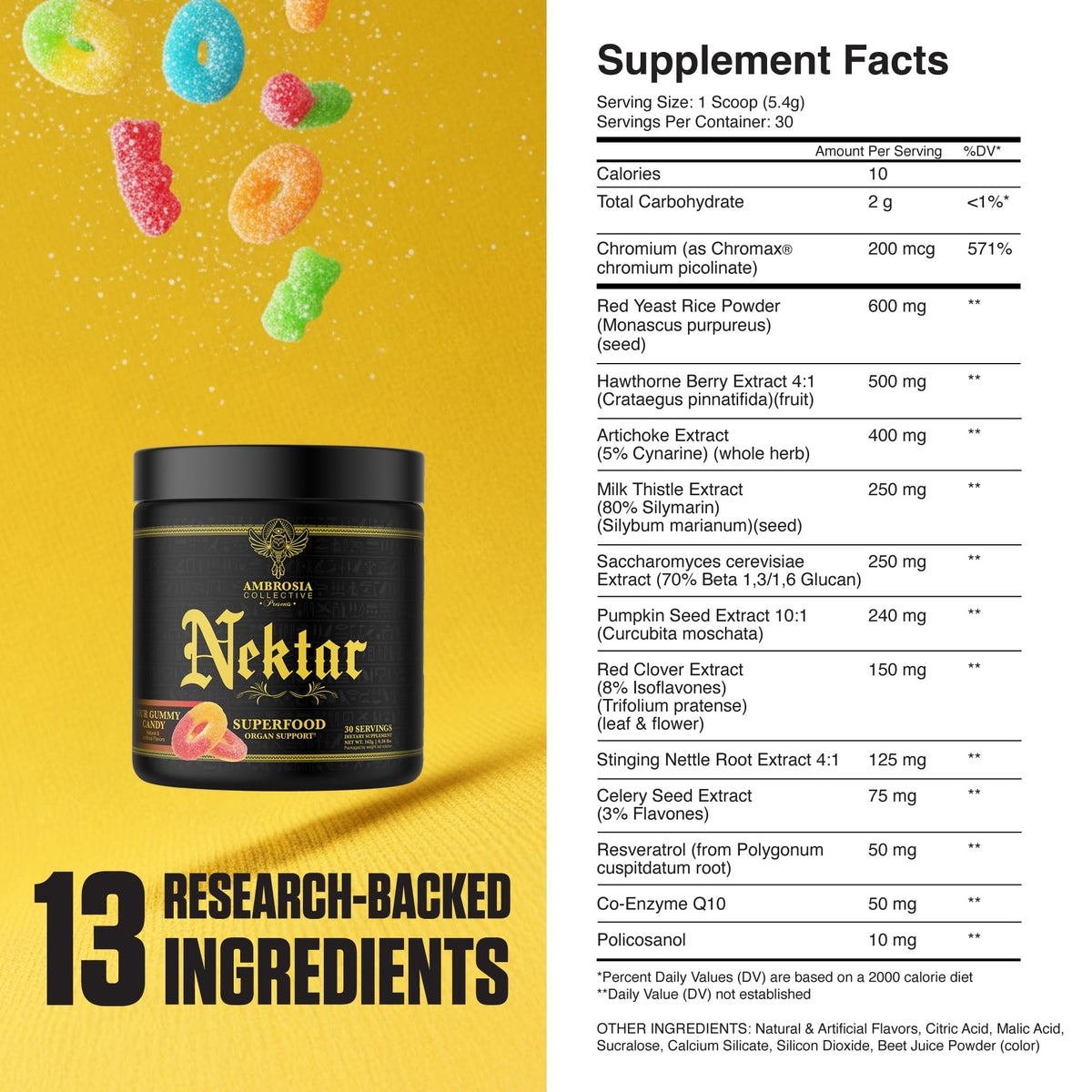 Ambrosia Nektar Poudre Superaliment 231g saveur bonbon acide