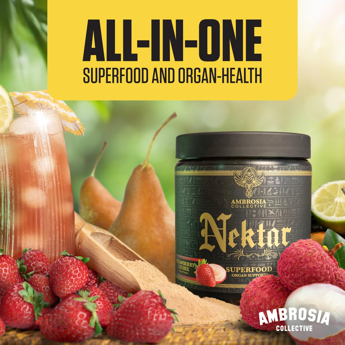 Ambrosia Poudre Superfood Nektar 200g avec une cuillère