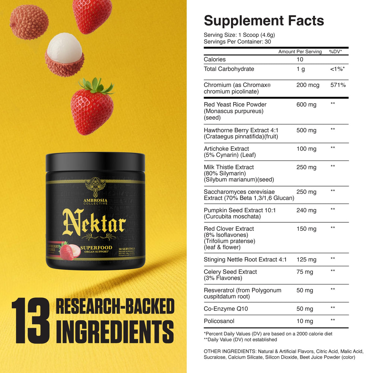 Ambrosia Poudre Superfood Nektar 200g dans un shaker