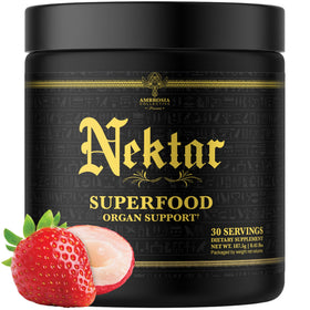 Ambrosia Poudre Superfood Nektar 200g Saveur Fraise Litchi avant